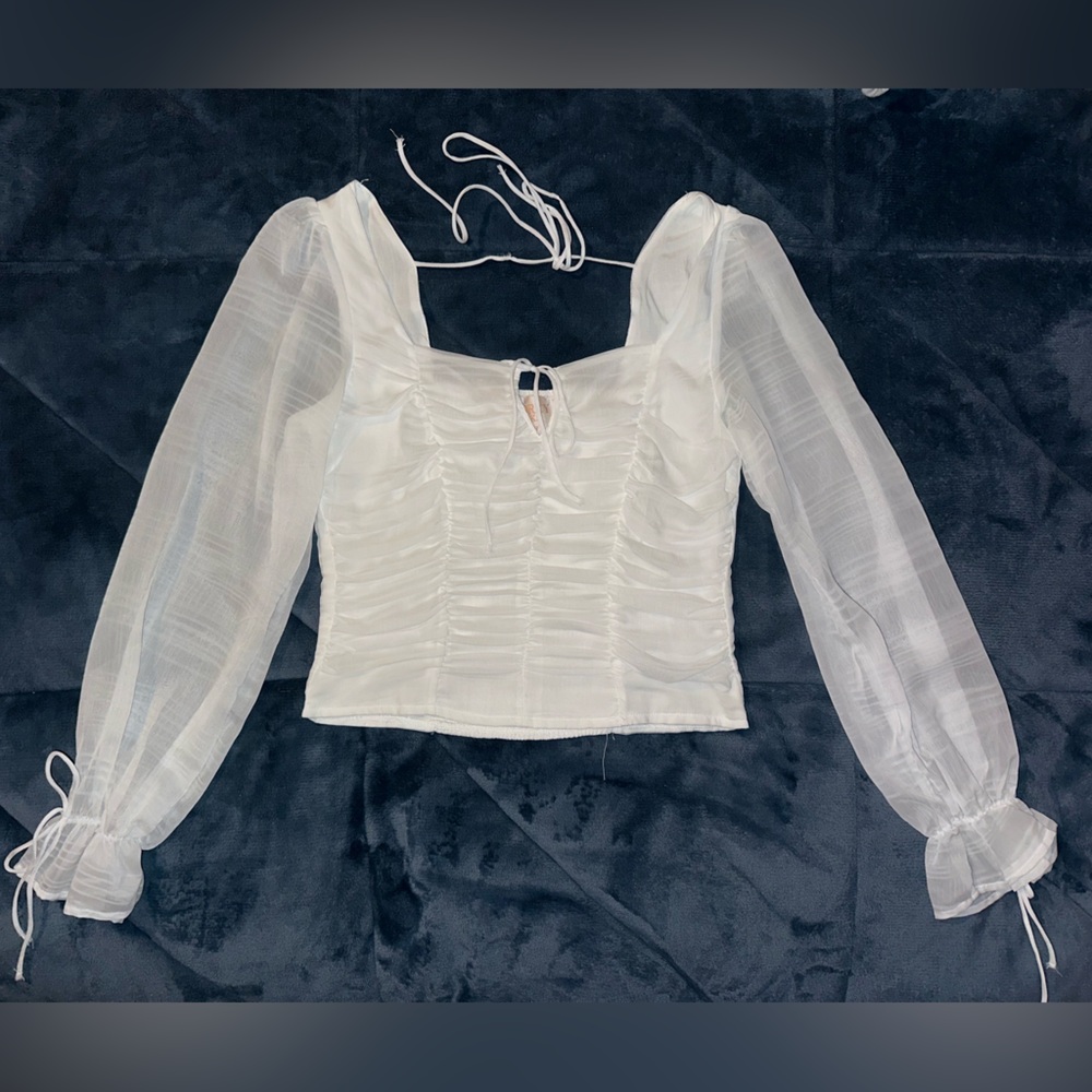 Francesca’s White Long Sleeve Corset Top Size Small New Without Tags